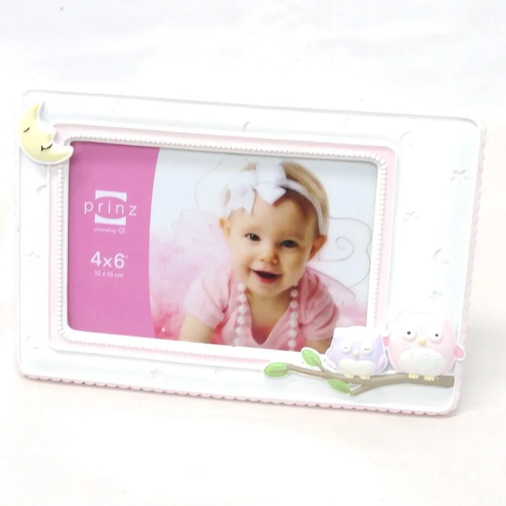 Prinz Born to be Wild Owl Resin Frames (2) Perfect Baby Shower Gift NWT